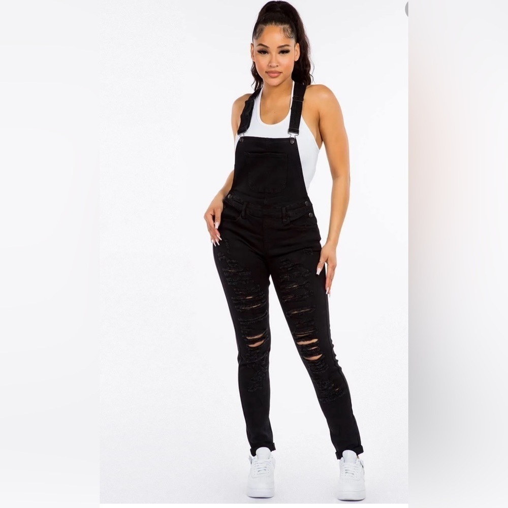 Skinny jean overalls